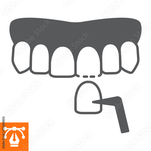 Dental veneer solid icon, glyph style icon for web site or mobile app, dentistry and stomatology, dental veneers vector icon, simple vector illustration, vector graphics.