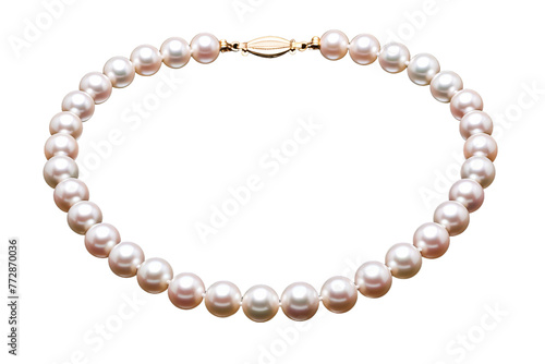 Elegant Pearl Necklace on White Background. On a White or Clear Surface PNG Transparent Background..