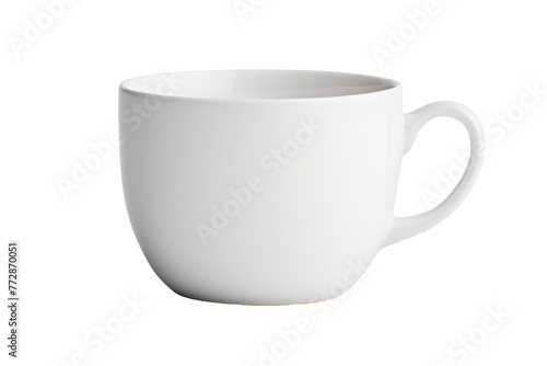 White Coffee Cup on White Background. On a White or Clear Surface PNG Transparent Background..