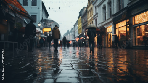 low angle crowded town   at rain scene © Shiina shiro111