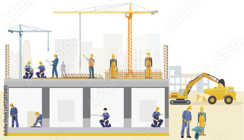Handwerker auf der Baustelle,  illustration