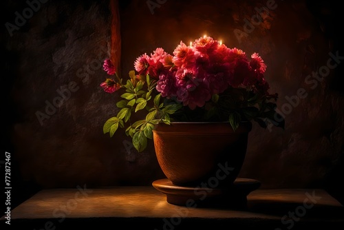Still life with flowers and light, Generated using AI