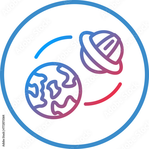 Vector Design UFO Earth Icon Style