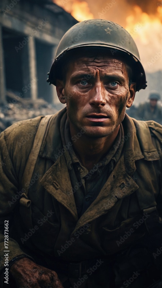 a hyper realistic color epic cinematography of World War 


