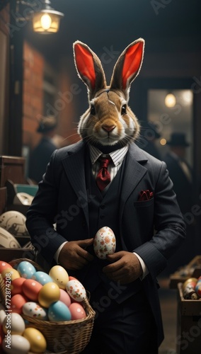 Peaky Blinder gangster rabbit 
 photo