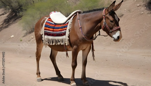 A Mule With A Saddle Blanket Made From A Tradition 2