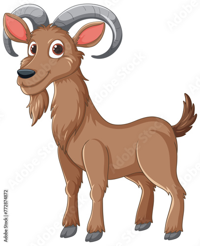 Vector graphic of a smiling brown goat