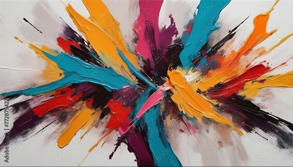 Bold Abstract Painting With Vibrant Colors And Ex