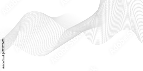 Vector Abstract crave wavy thin blend line on gray and white gradient Technology, data science, geometric border. Isolated on white wave element for design background.