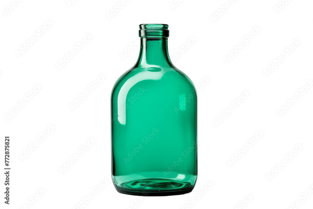 Green Glass Bottle on White Background. On a White or Clear Surface PNG Transparent Background.. Green Glass Bottle on White Background. On a White or Clear Surface PNG Transparent Background..