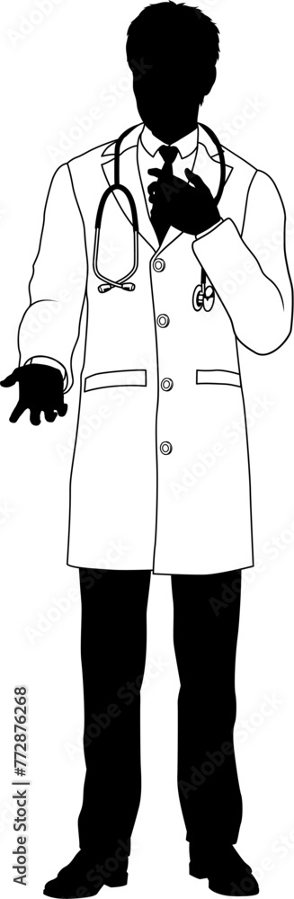 Silhouette doctor man medical healthcare person in a lab coat. Silhouette doctor man medical healthcare person in a lab coat.