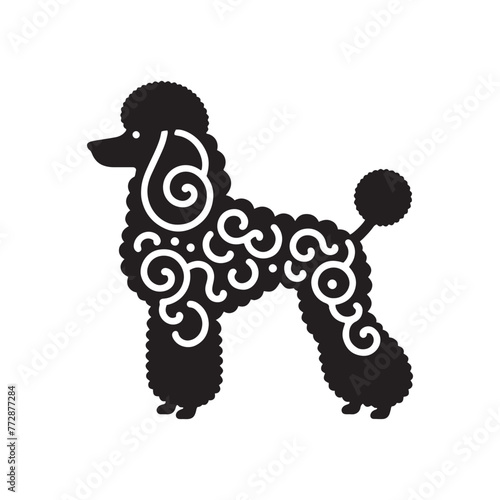 Poodle Silhouette: Elegant Canine Profile in Minimalist Design for Creative Projects- Poodle black vector stock