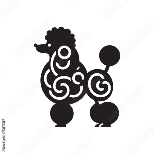 Poodle Silhouette: Elegant Canine Profile in Minimalist Design for Creative Projects- Poodle black vector stock