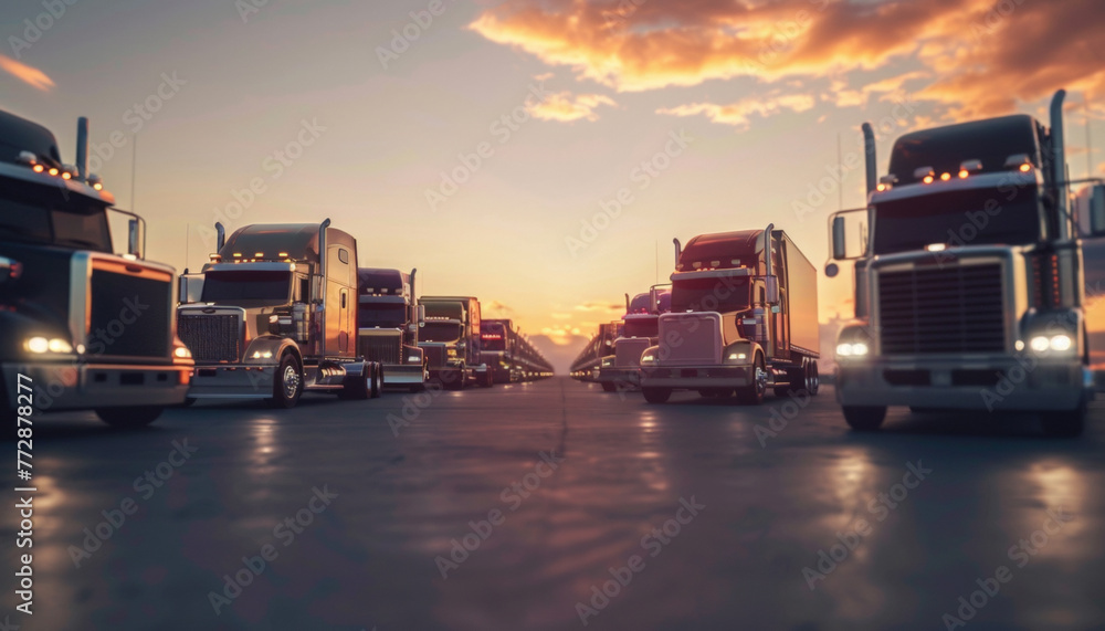 Large truck fleet background Large truck fleet background
