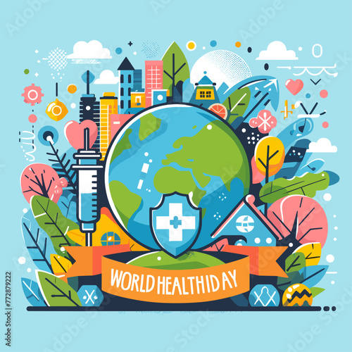 Flat World health day celebration banner template