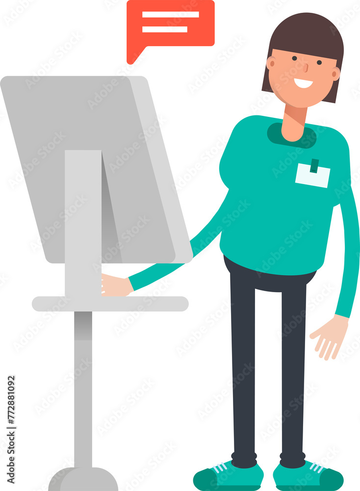 Woman Staff Character Working on Computer
Woman Staff Character Working on Computer