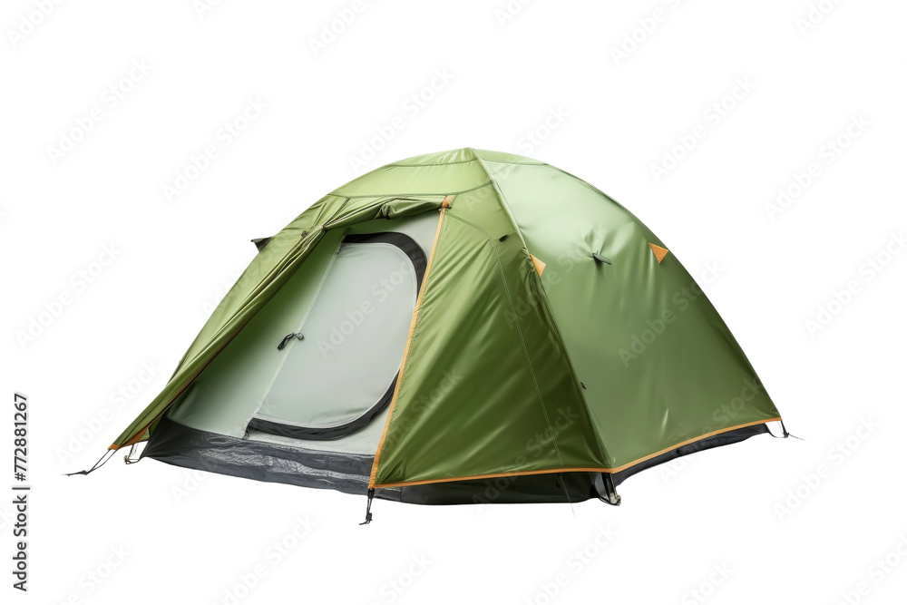 Green Tent With Open Door on White Background. On a White or Clear Surface PNG Transparent Background.. Green Tent With Open Door on White Background. On a White or Clear Surface PNG Transparent Background..
