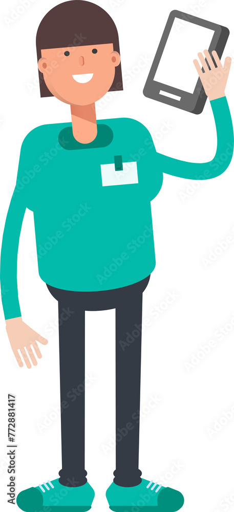 Woman Staff Character Talking on Smartphone
Woman Staff Character Talking on Smartphone