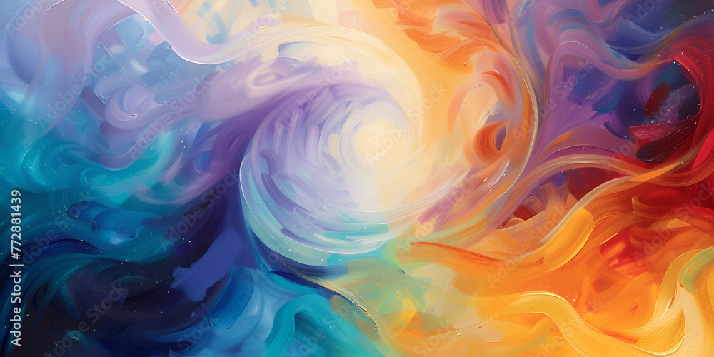 color painting of watercolors, swirl abstract flowing rainbow