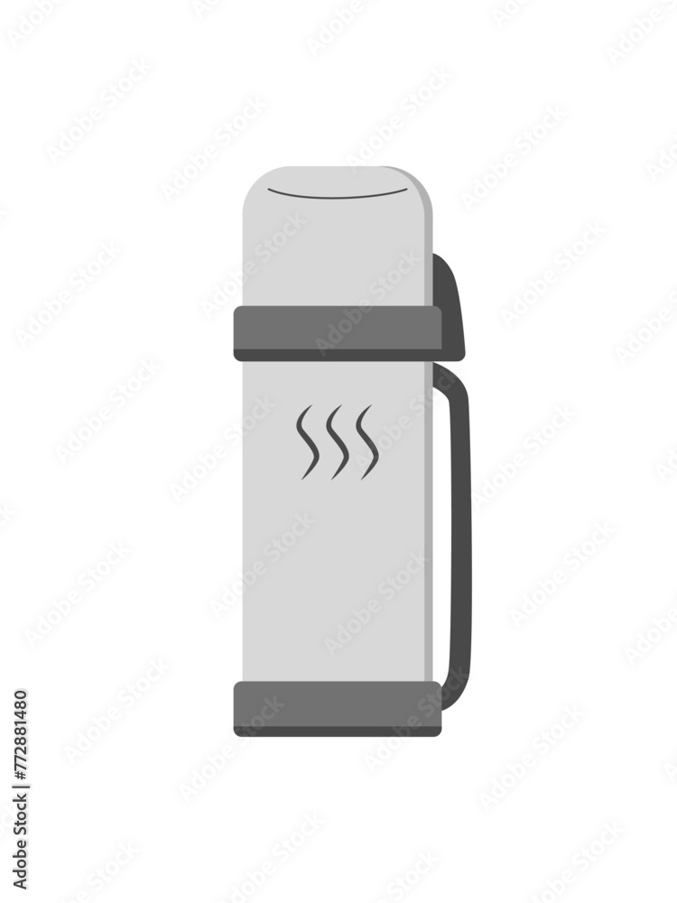 Thermos icon illustration isolated on white. Thermo bottle for hot beverages and drinks. Flat vector. Thermos icon illustration isolated on white. Thermo bottle for hot beverages and drinks. Flat vector.