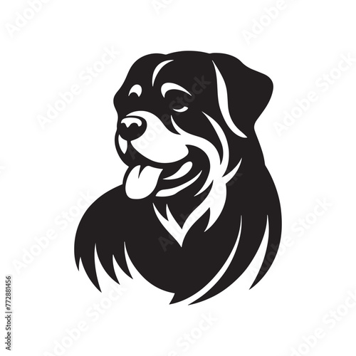 Rottweiler Dog Silhouette: Majestic Guard and Companion in Classic Profile- Rottweiler black vector stock.