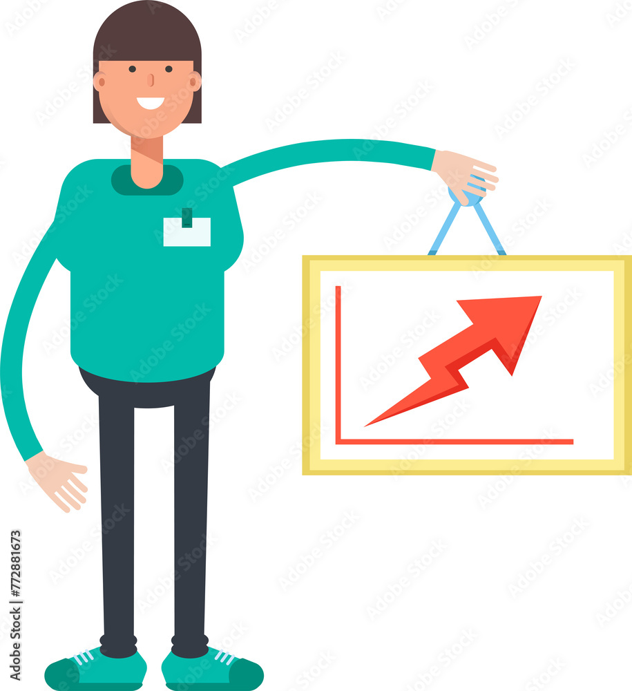 Woman Staff Character Holding Arrow Chart
Woman Staff Character Holding Arrow Chart