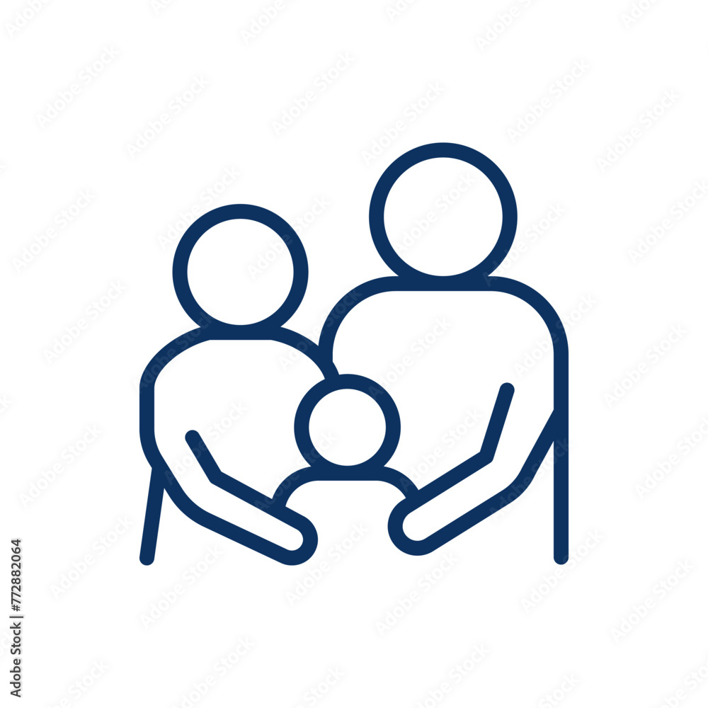 Family Support Icon. Simple Line Illustration of a United Family, Emphasizing the Strength of Kinship, Care, and Mutual Support. Family Support Icon. Simple Line Illustration of a United Family, Emphasizing the Strength of Kinship, Care, and Mutual Support.