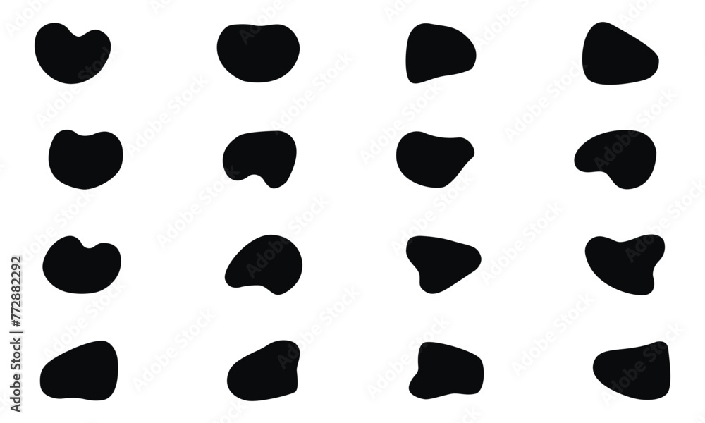 Organic blob shape, abstract amoeba, irregular fluid element set. Simple flat abstract splodge, amoeba blob, liquid shape graphic design element. Organic blob shape, abstract amoeba, irregular fluid element set. Simple flat abstract splodge, amoeba blob, liquid shape graphic design element.