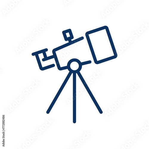Telescope Icon: Simple Line Illustration of Stargazing, Astronomy and Celestial Discovery - Popular Hobby for Child Development.