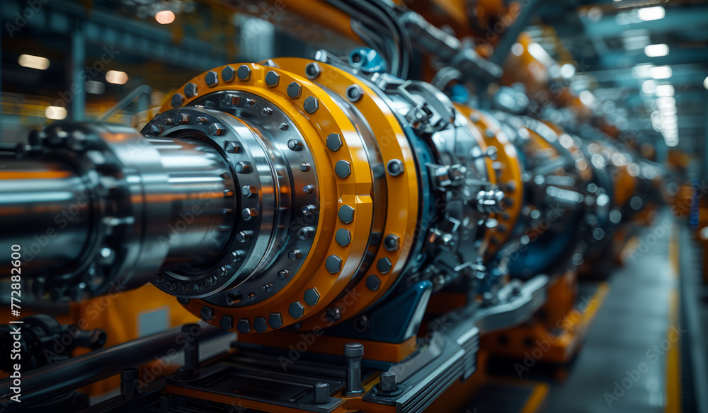 The electric motor of the gas turbine is installed in the production shop