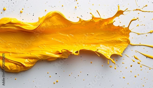Yellow Paint Splashes on White Surface A Celebration of Spring's Colorful Vibes Generative AI