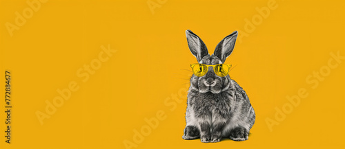 Hip Bunny Wearing Sunglasses on Colorful Backdrop photo