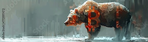 Design an edgy and attentiongrabbing image of a bear with a futuristic twist, featuring bitcoin symbols on its fur Captivate viewers with a sense of mystery and intrigue