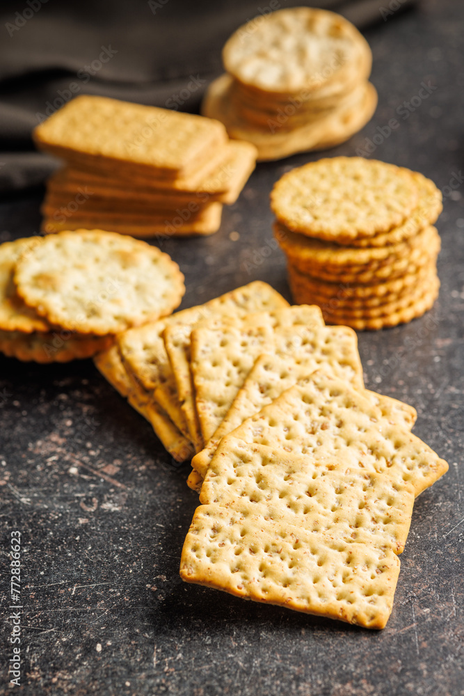 Pile of Crackers on Kitchen Counter Pile of Crackers on Kitchen Counter