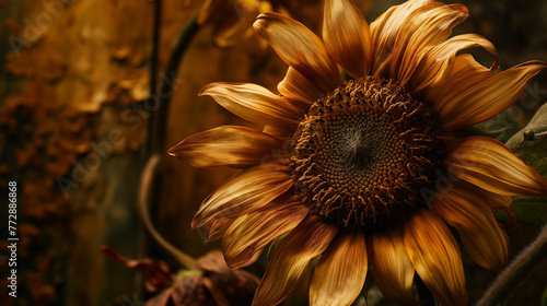 Zbliżenie na kwiat złocistego słonecznika