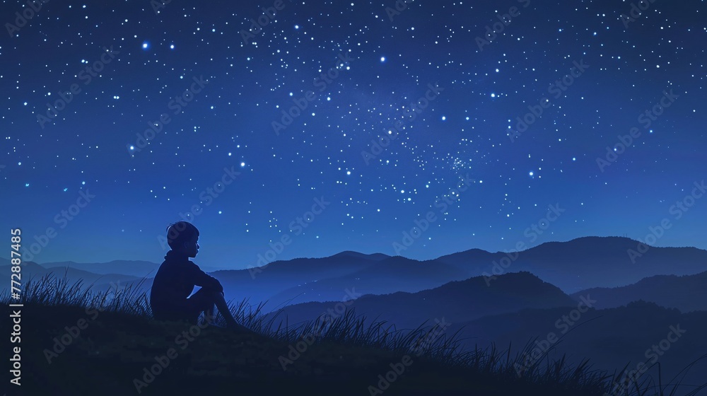 Night Sky Stargazing A Serene Moment Under the Stars Generative AI