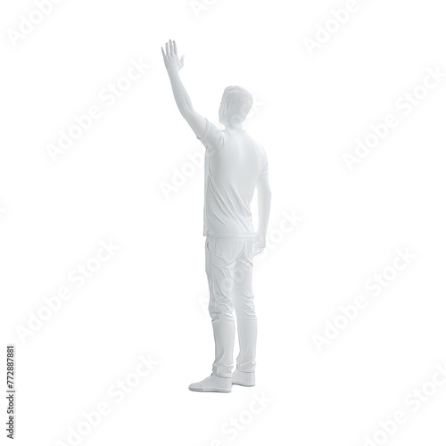 person with hand up waving, 3d render, isolated