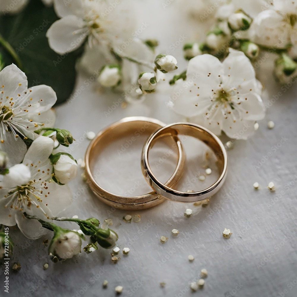 Love in Bloom: Wedding Rings Adorned with Delicate Flowers Love in Bloom: Wedding Rings Adorned with Delicate Flowers