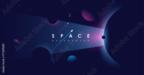 Universe background for presentation design. Brochure template with space elements. Minimalistic color space. Universe exploration concept. (ID: 772891681)