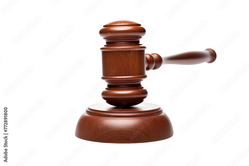 Wooden Judges Hammer on White Background. On a White or Clear Surface PNG Transparent Background..