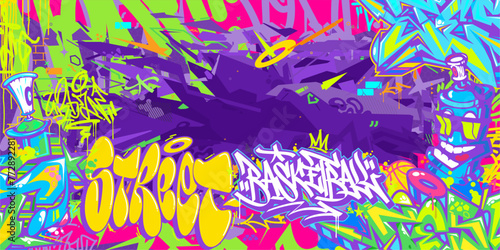 Abstract Hip Hop Urban Street Art Graffiti Style Word Basketball Vector Illustration