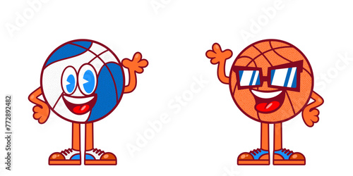Trendy Urban Street Art Graffiti Style Basketball Cartoon Mascot Characters Vector Illustration