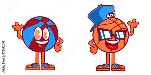 Cool Urban Street Art Graffiti Style Basketball Cartoon Mascot Characters Vector Illustration