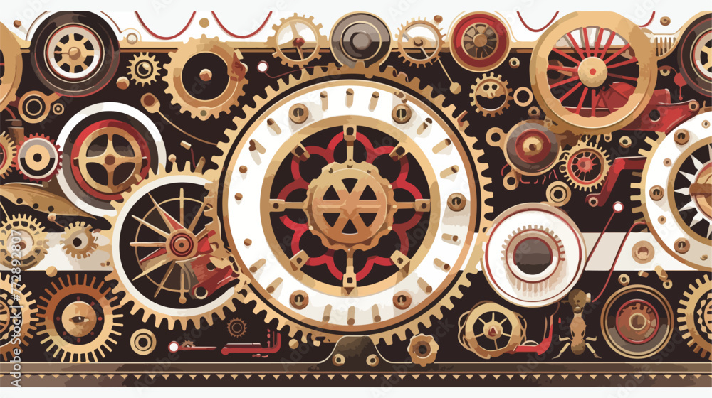 Banner with steampunk design elements. Steam mechanic