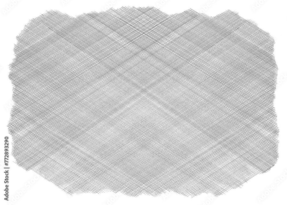 Obraz premium 黒いシャープペンシルで描いた細い斜線のチェック柄模様 背景透明