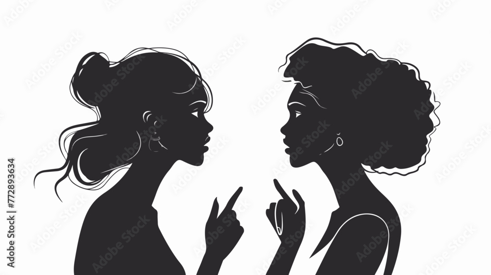 Black and white vector illustration of Women Chatting