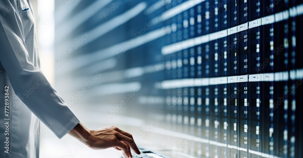 Close-up of IT specialist handling cybersecurity code Close-up of IT specialist handling cybersecurity code