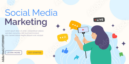 social media live streaming illustration