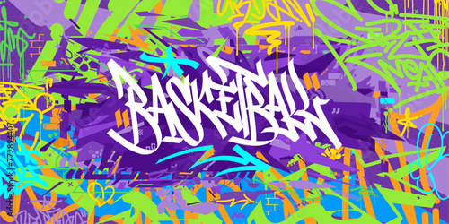 Abstract Hip Hop Urban Street Art Graffiti Style Word Basketball Vector Illustration