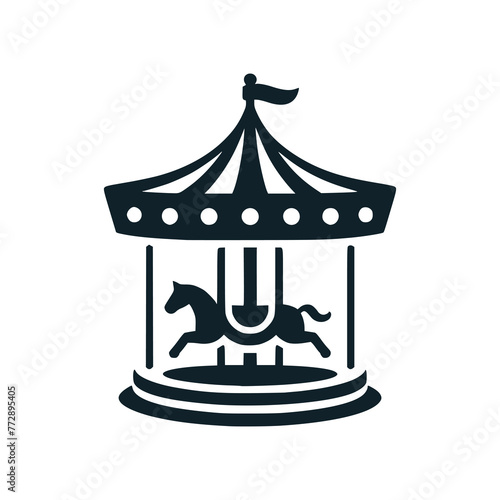 carousel merry go round theme park logo vector illustration template design